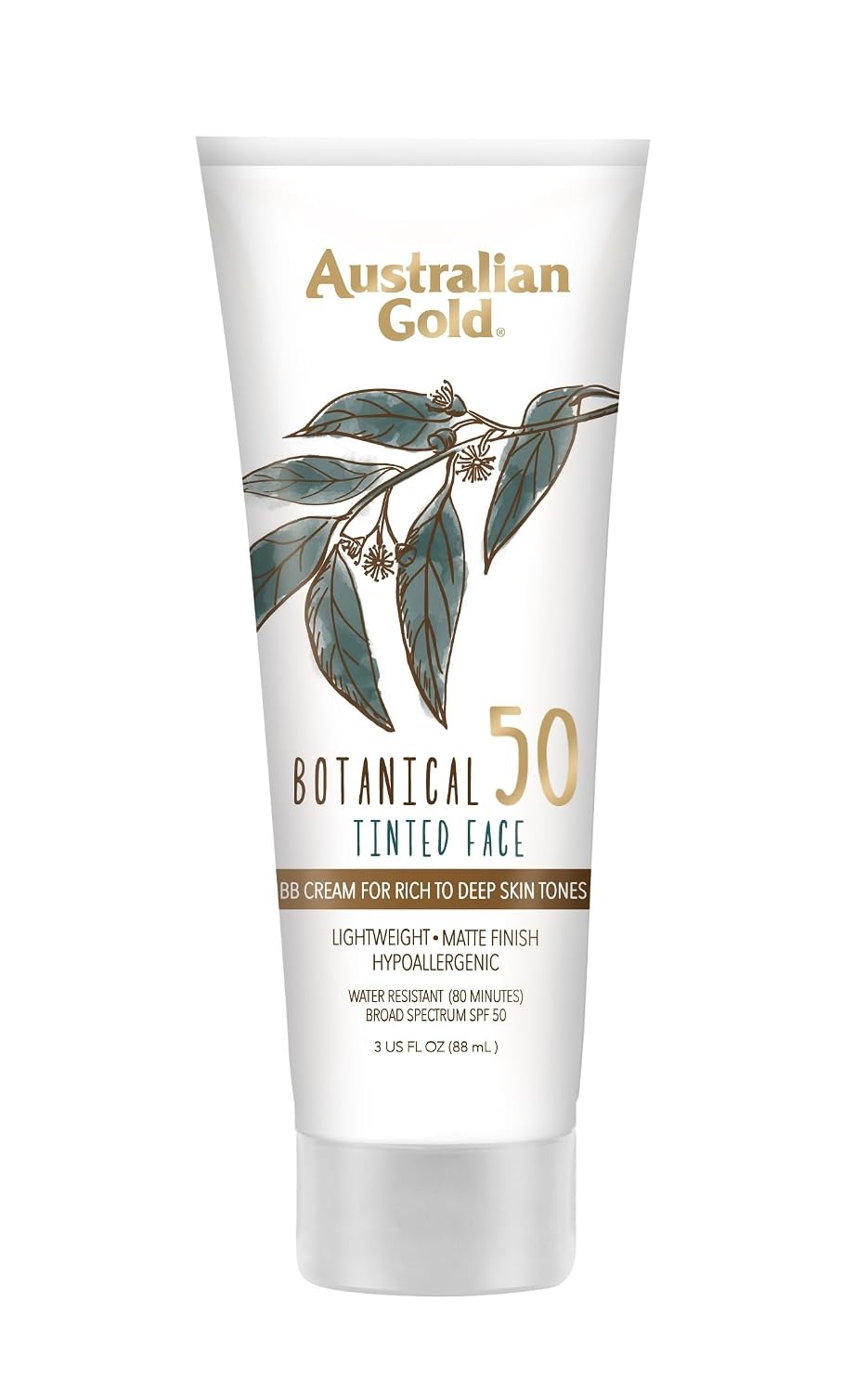 image:imageAustralian Gold Botanical SPF 50 Tinted Face Sunscreen NonChemical BB Cream WaterResistant Matte Finish Sensitive Skin 3 FL OzRichDeep