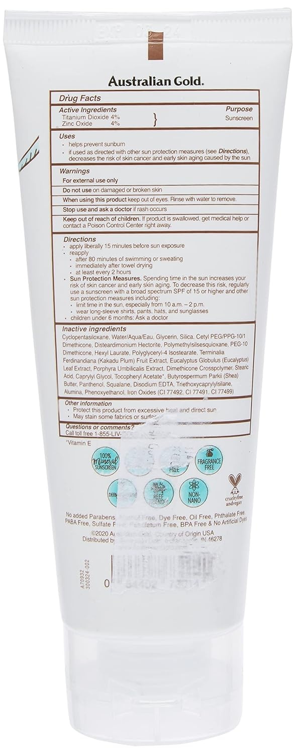 image:imageAustralian Gold Botanical Sunscreen Tinted Face Mineral Lotion SPF 50 3 Ounce Broad Spectrum Water Resistant