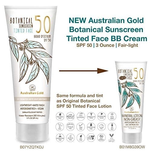 image:imageAustralian Gold Botanical Sunscreen Tinted Face Mineral Lotion SPF 50 3 Ounce Broad Spectrum Water Resistant