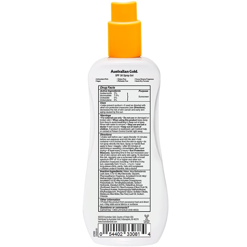 image:imageAustralian Gold Continuous Spray Sunscreen SPF 30 6 Ounce Dries Fast Broad Spectrum Water Resistant NonGreasy Oxybenzone Free Cruelty Free8 Ounce Pack of 1