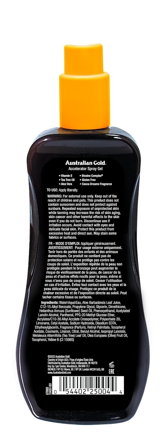 image:imageAustralian Gold Dark Tanning Accelerator Spray Gel 8 Ounce Moisturize amp Hydrate Skin New Packaging Same Great Formula a700038 Ounce Pack of 1