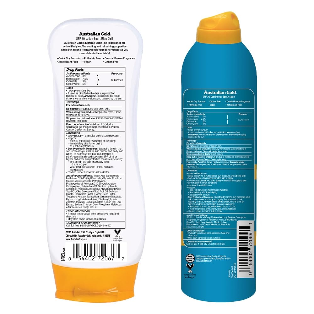 image:imageAustralian Gold Extreme Sport Sunscreen Lotion SPF 30 8 Ounce Broad Spectrum Sweat amp Water Resistant NonGreasy Oxybenzone Free Cruelty Free7 Ounce Pack of 2