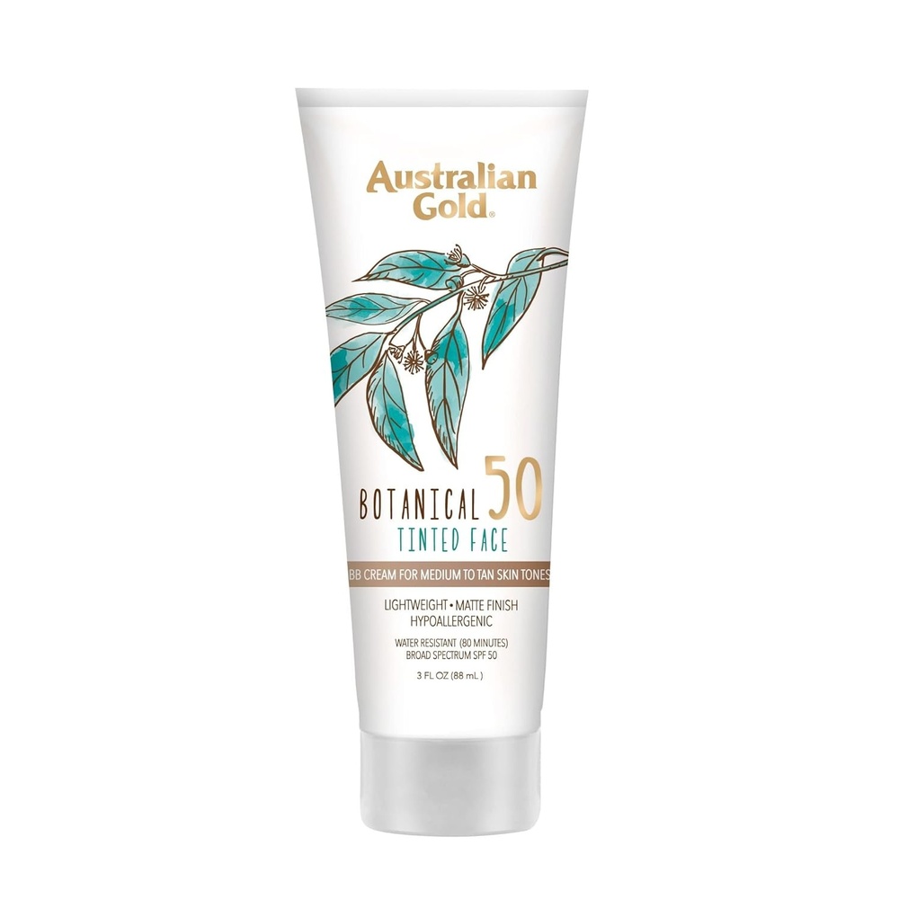 image:imageAustralian Gold Botanical SPF 50 Tinted Face Sunscreen NonChemical BB Cream WaterResistant Matte Finish Sensitive Skin 3 FL OzMediumTan