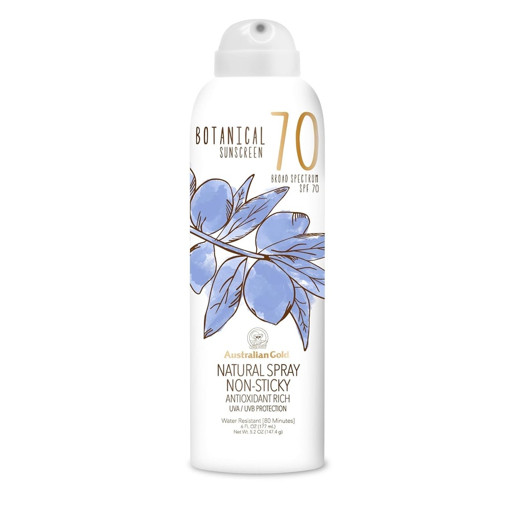 image:imageAustralian Gold Botanical SPF 70 Natural Sunscreen Spray Broad Spectrum Sunblock Formulated with AntioxidantsRich and Natural NativeAustralian Ingredients Citrus Oasis Fragrance 6 Fl OzContinuous Spray