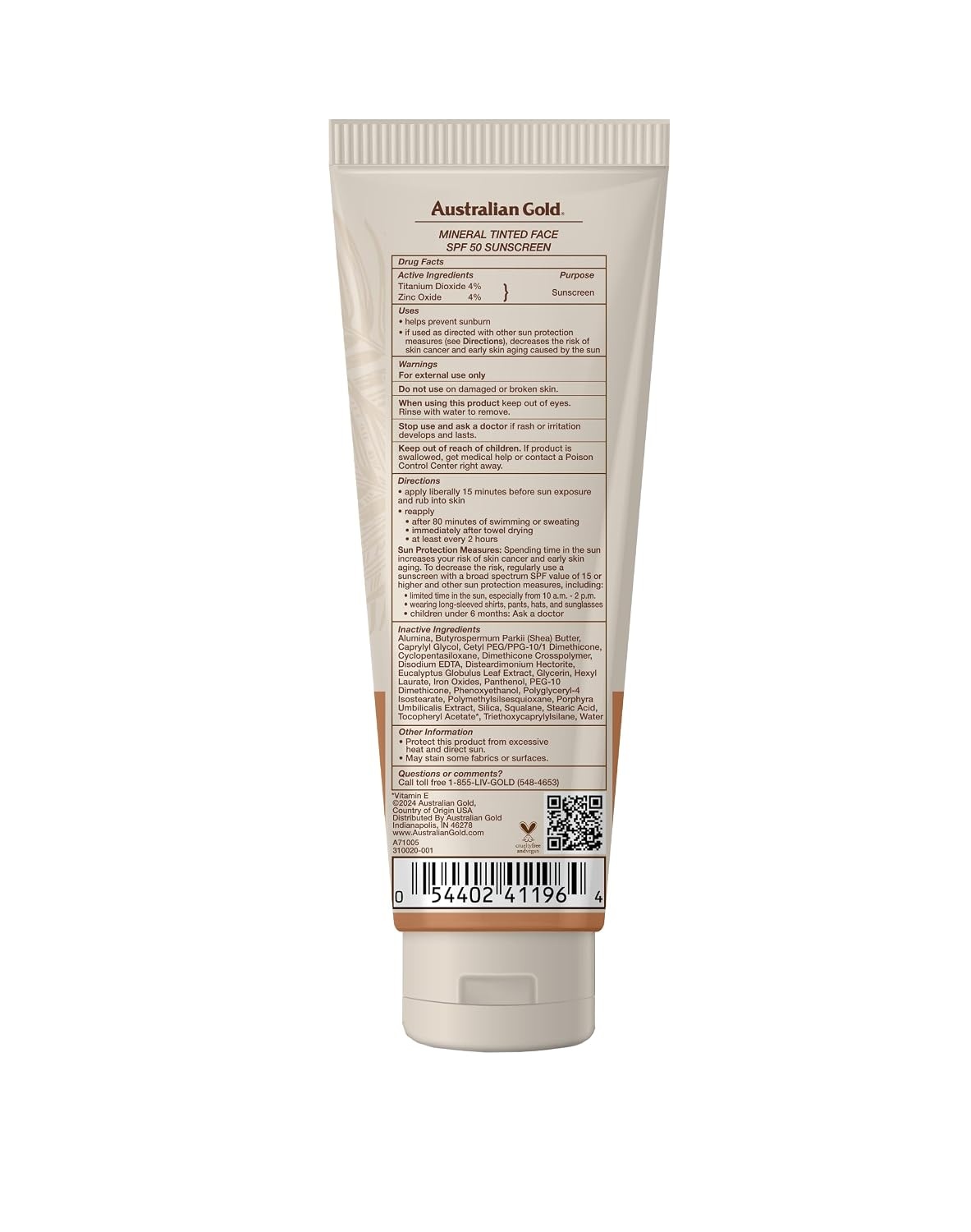 image:imageAustralian Gold SPF 50 Tinted Mineral Face Sunscreen Rich to Deep 25 fl oz Broad Spectrum NonGreasy BB Cream with Blue Light amp Sun Protection 4 Zinc Oxide amp Titanium Dioxide HypoallergenicMedium to Tan