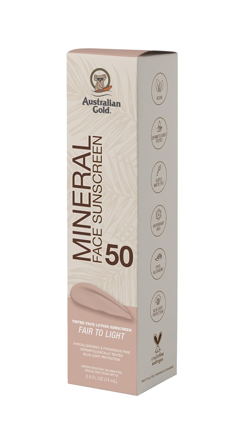 image:imageAustralian Gold SPF 50 Tinted Mineral Face Sunscreen Rich to Deep 25 fl oz Broad Spectrum NonGreasy BB Cream with Blue Light amp Sun Protection 4 Zinc Oxide amp Titanium Dioxide HypoallergenicFair to Light