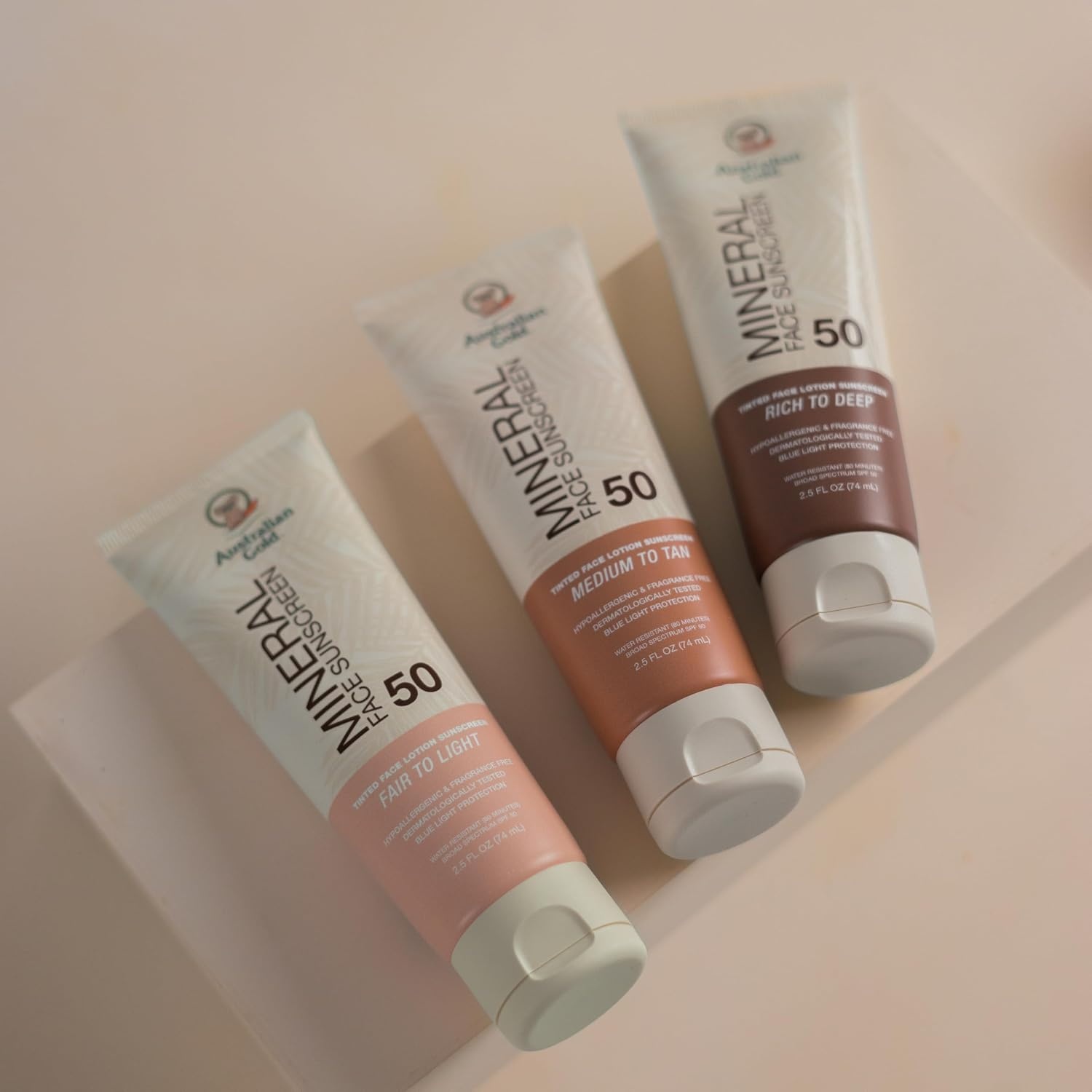 image:imageAustralian Gold SPF 50 Tinted Mineral Face Sunscreen Rich to Deep 25 fl oz Broad Spectrum NonGreasy BB Cream with Blue Light amp Sun Protection 4 Zinc Oxide amp Titanium Dioxide HypoallergenicRich to Deep
