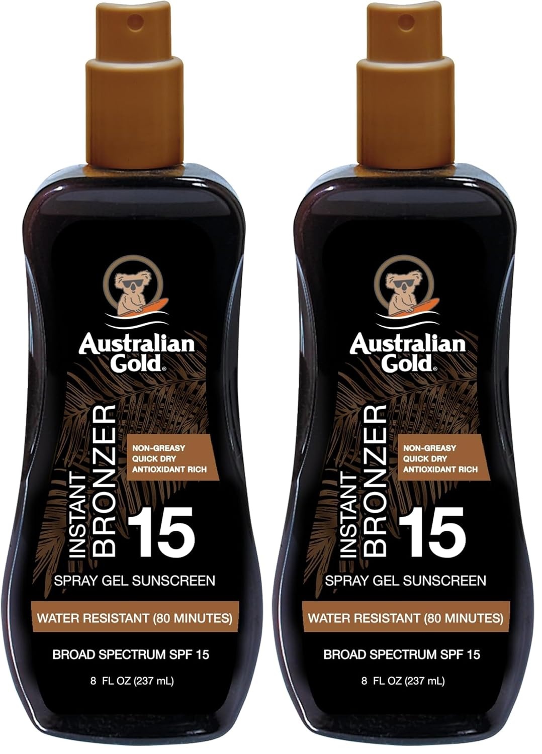 image:imageAustralian Gold Spray Gel Sunscreen with Instant Bronzer SPF 50 8 Ounce Moisturize amp Hydrate Skin Broad Spectrum Water ResistantB07DG52KLYSPF 15