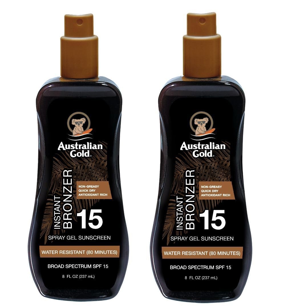 image:imageAustralian Gold Spray Gel Sunscreen with Instant Bronzer SPF 50 8 Ounce Moisturize amp Hydrate Skin Broad Spectrum Water ResistantB07DG52KLYSPF 15