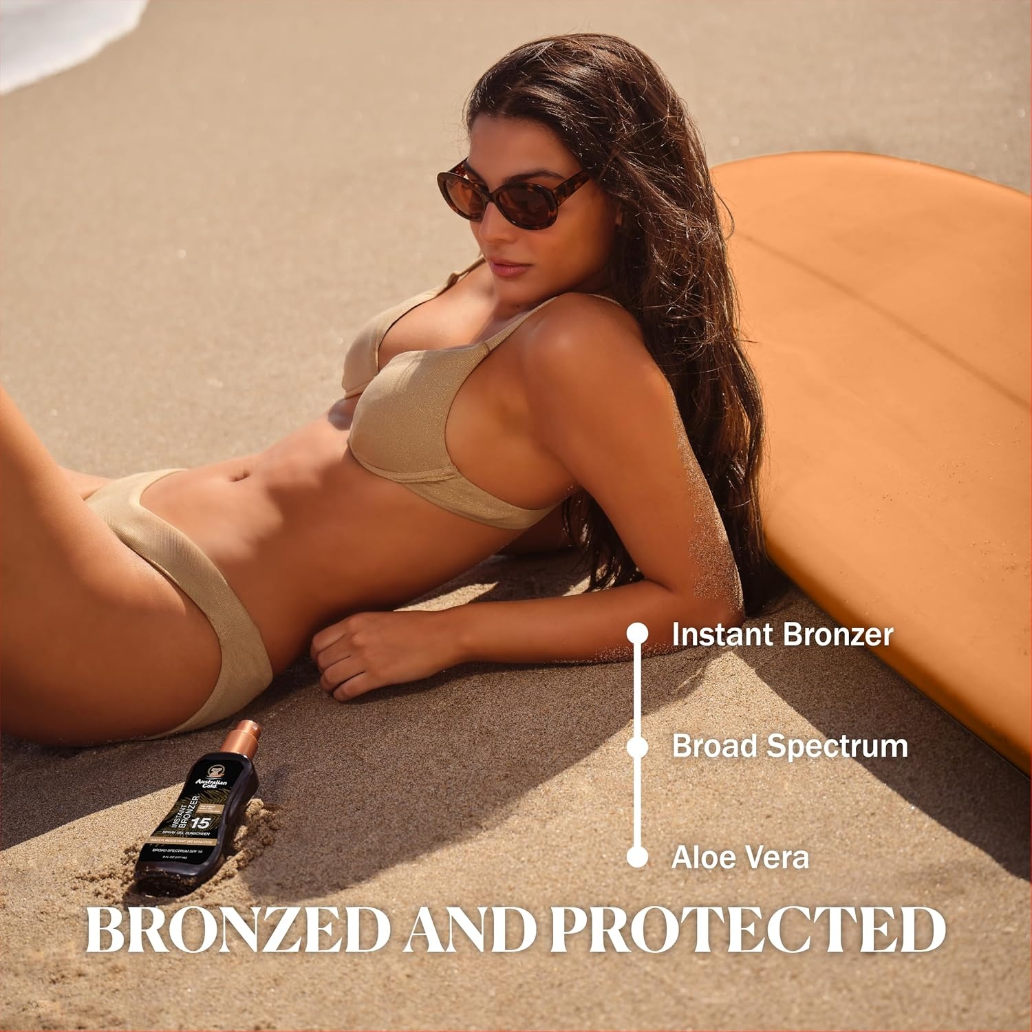 image:imageAustralian Gold Spray Gel Sunscreen with Instant Bronzer SPF 50 8 Ounce Moisturize amp Hydrate Skin Broad Spectrum Water ResistantB07DG52KLYSPF 15
