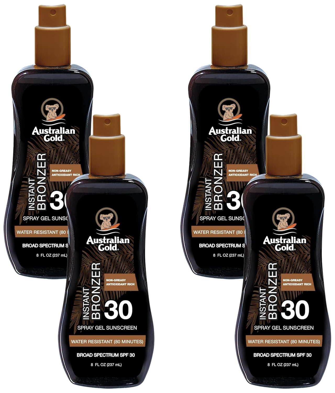 image:imageAustralian Gold Spray Gel Sunscreen with Instant Bronzer SPF 50 8 Ounce Moisturize amp Hydrate Skin Broad Spectrum Water ResistantB07DG52KLYSPF 30