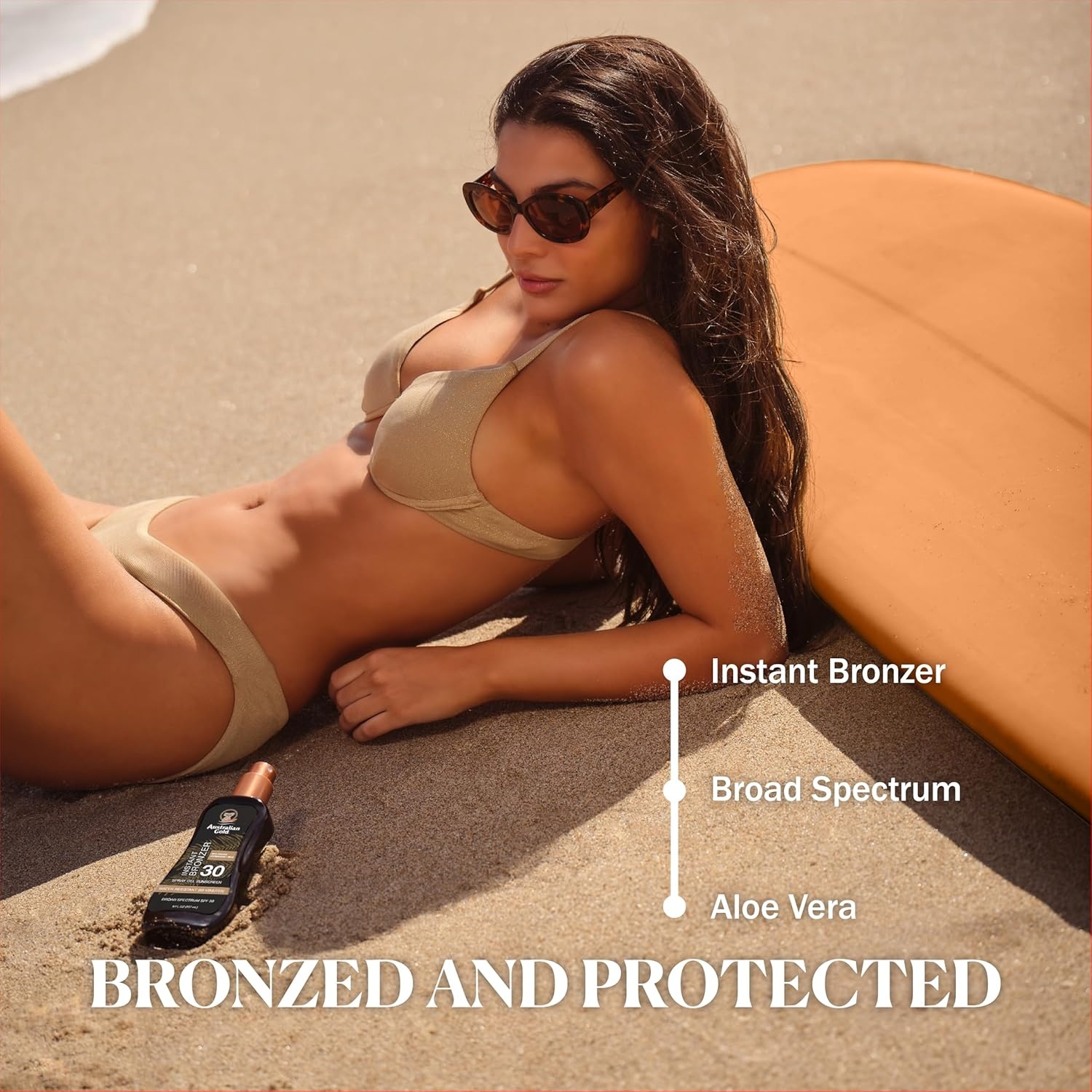 image:imageAustralian Gold Spray Gel Sunscreen with Instant Bronzer SPF 50 8 Ounce Moisturize amp Hydrate Skin Broad Spectrum Water ResistantB07DG52KLYSPF 30