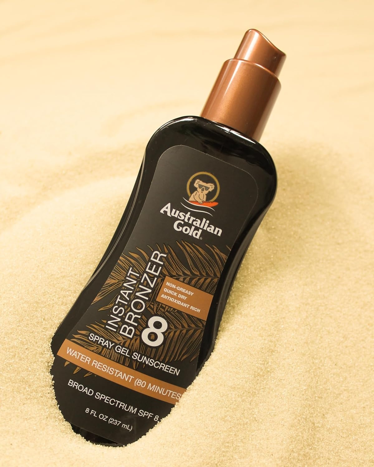 image:imageAustralian Gold Spray Gel Sunscreen with Instant Bronzer SPF 50 8 Ounce Moisturize amp Hydrate Skin Broad Spectrum Water ResistantB07DG52KLYSPF 8