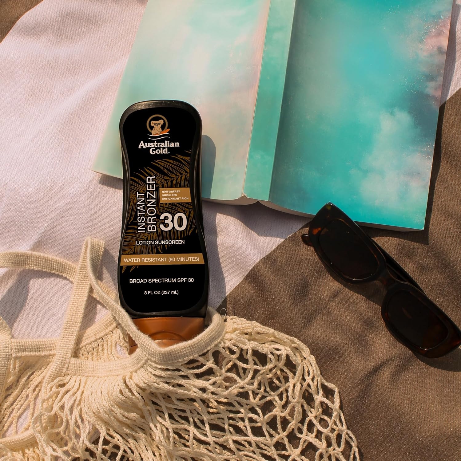 image:imageAustralian Gold Sunscreen Lotion with Instant Bronzer Broad Spectrum Water Resistant NonGreasy Oxybenzone Free Cruelty Free SPF 30 Coconut 8 Fl Oz A70902SPF 30