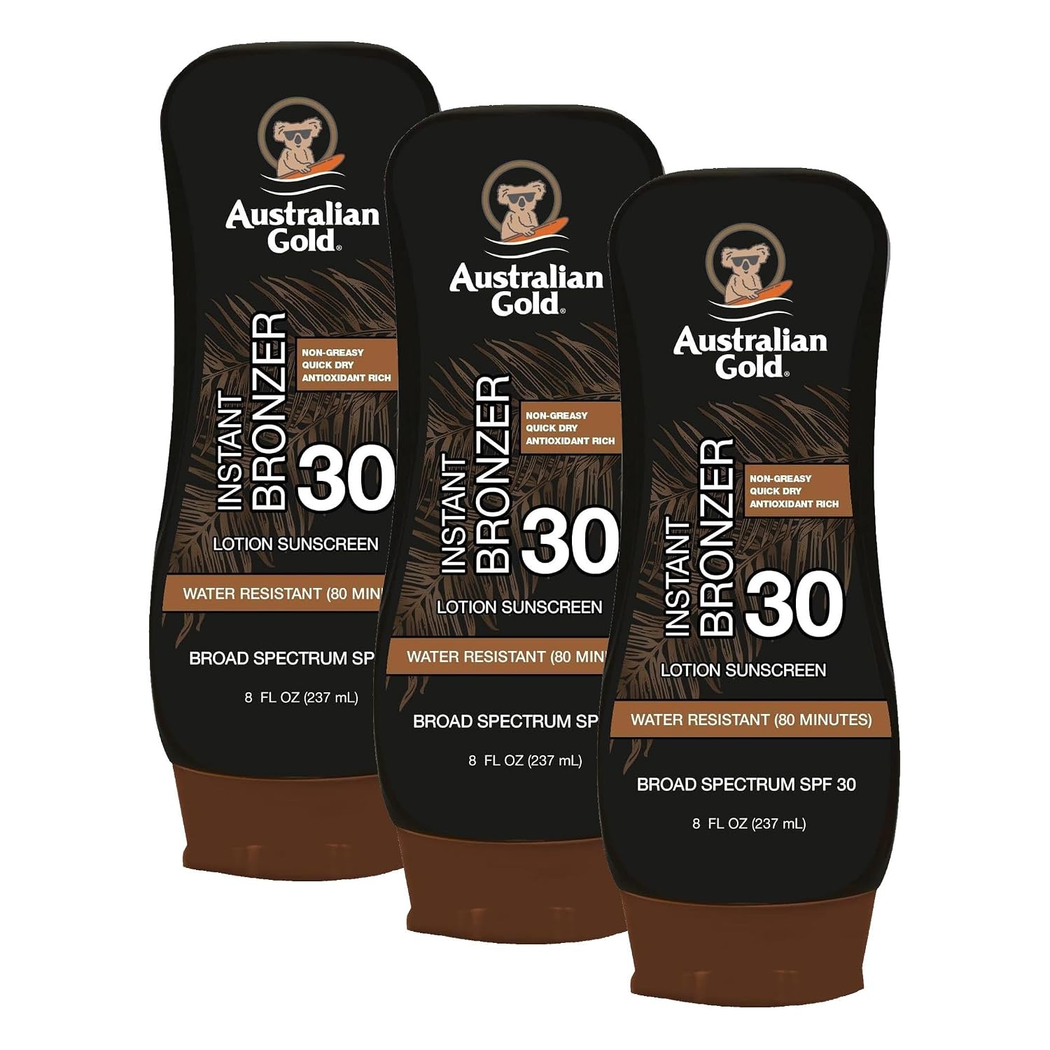 image:imageAustralian Gold Sunscreen Lotion with Instant Bronzer Broad Spectrum Water Resistant NonGreasy Oxybenzone Free Cruelty Free SPF 30 Coconut 8 Fl Oz A70902SPF 30