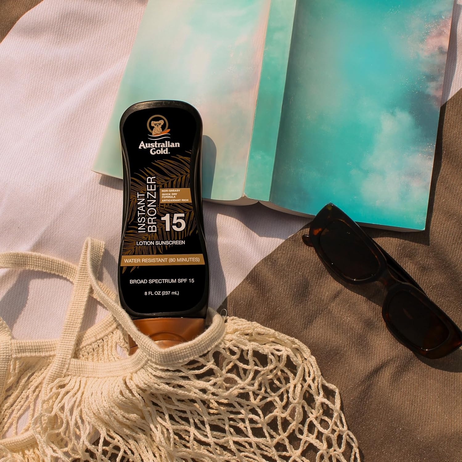 image:imageAustralian Gold Sunscreen Lotion with Instant Bronzer SPF 15 8 Ounce Broad Spectrum Water Resistant NonGreasy SPF 15 8 Fl Oz Pack of 18 Ounce Pack of 2