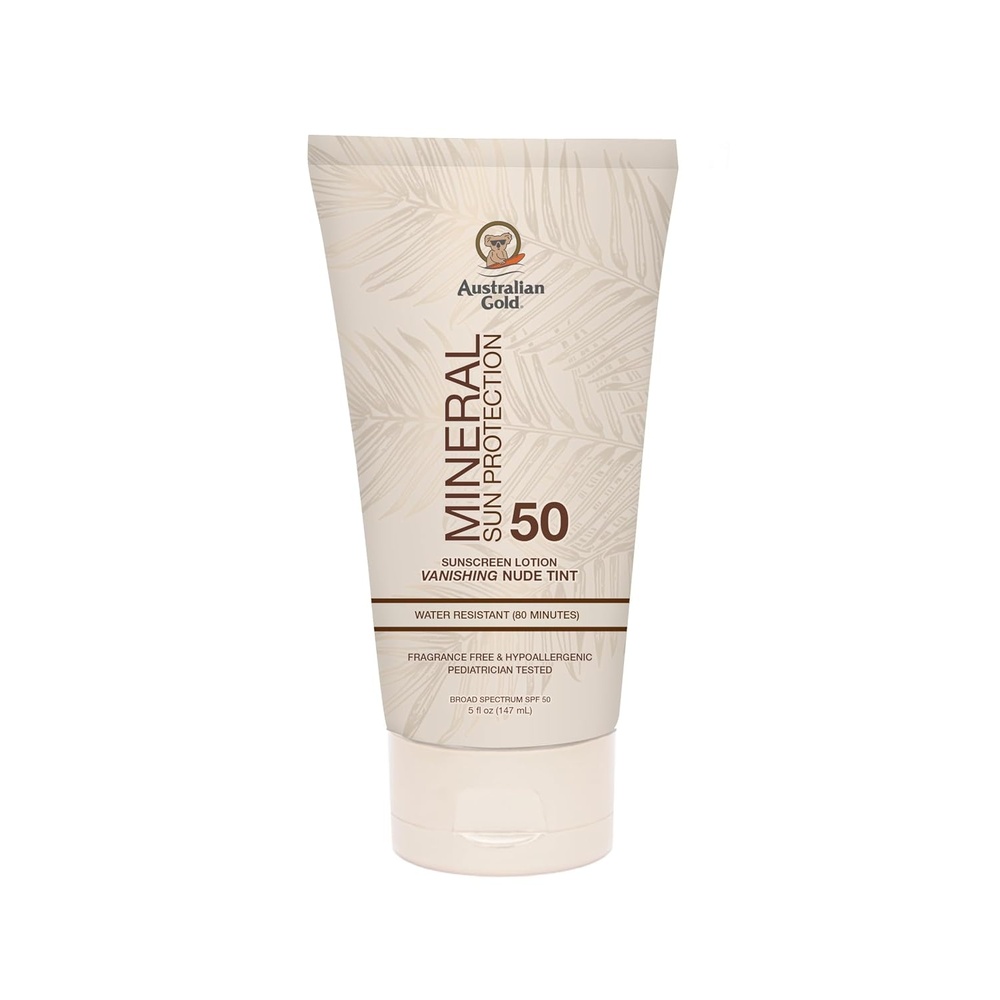 image:imageAustralian Gold SPF 30 Mineral Sunscreen 5 fl oz Broad Spectrum Tinted Sunscreen Gentle Protection for Every Shade Vanishing Nude Tint Blue Light Protection Zinc Oxide 4 amp Titanium Dioxide 4SPF 50