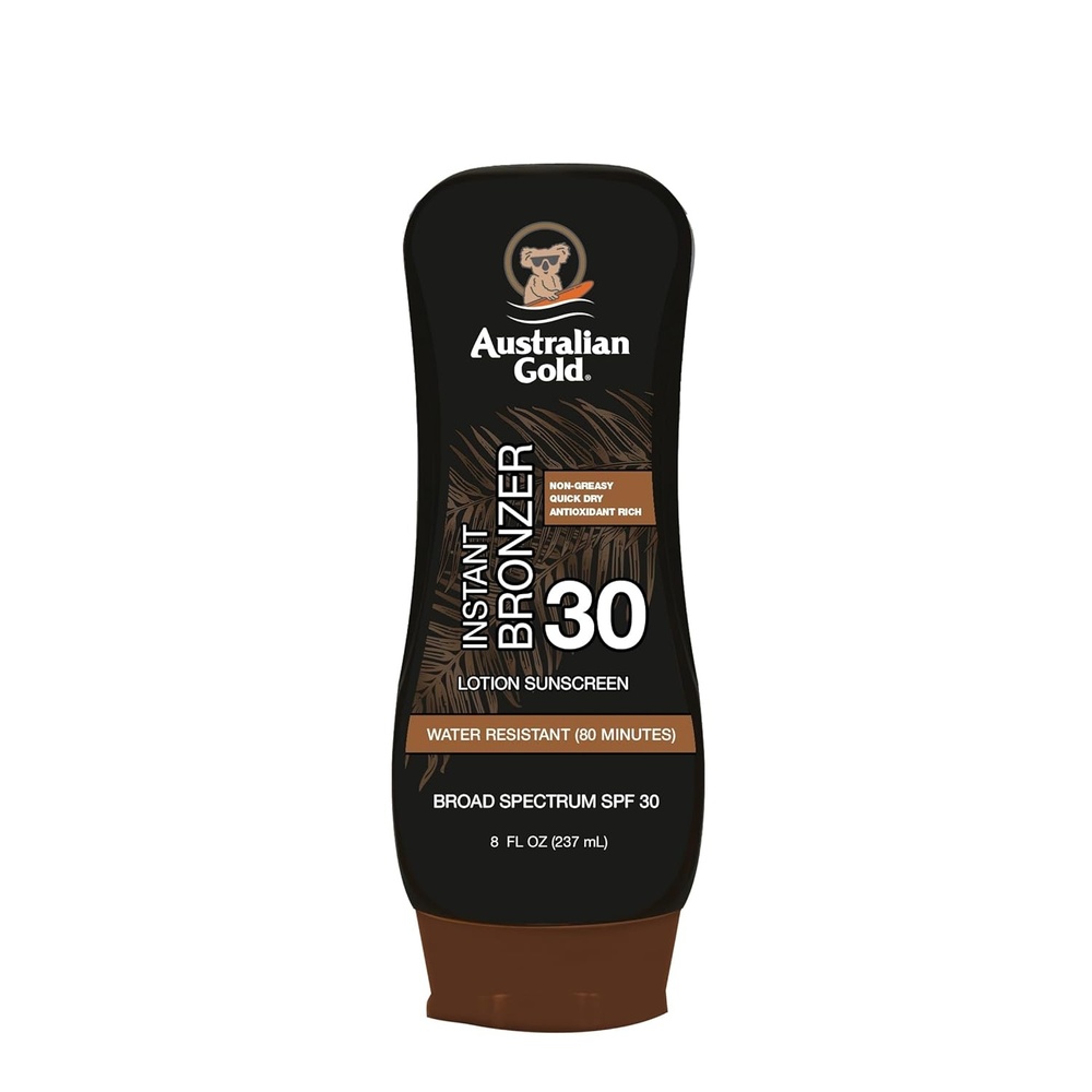 image:imageAustralian Gold Sunscreen Lotion with Instant Bronzer Broad Spectrum Water Resistant NonGreasy Oxybenzone Free Cruelty Free SPF 30 Coconut 8 Fl Oz A70902SPF 30
