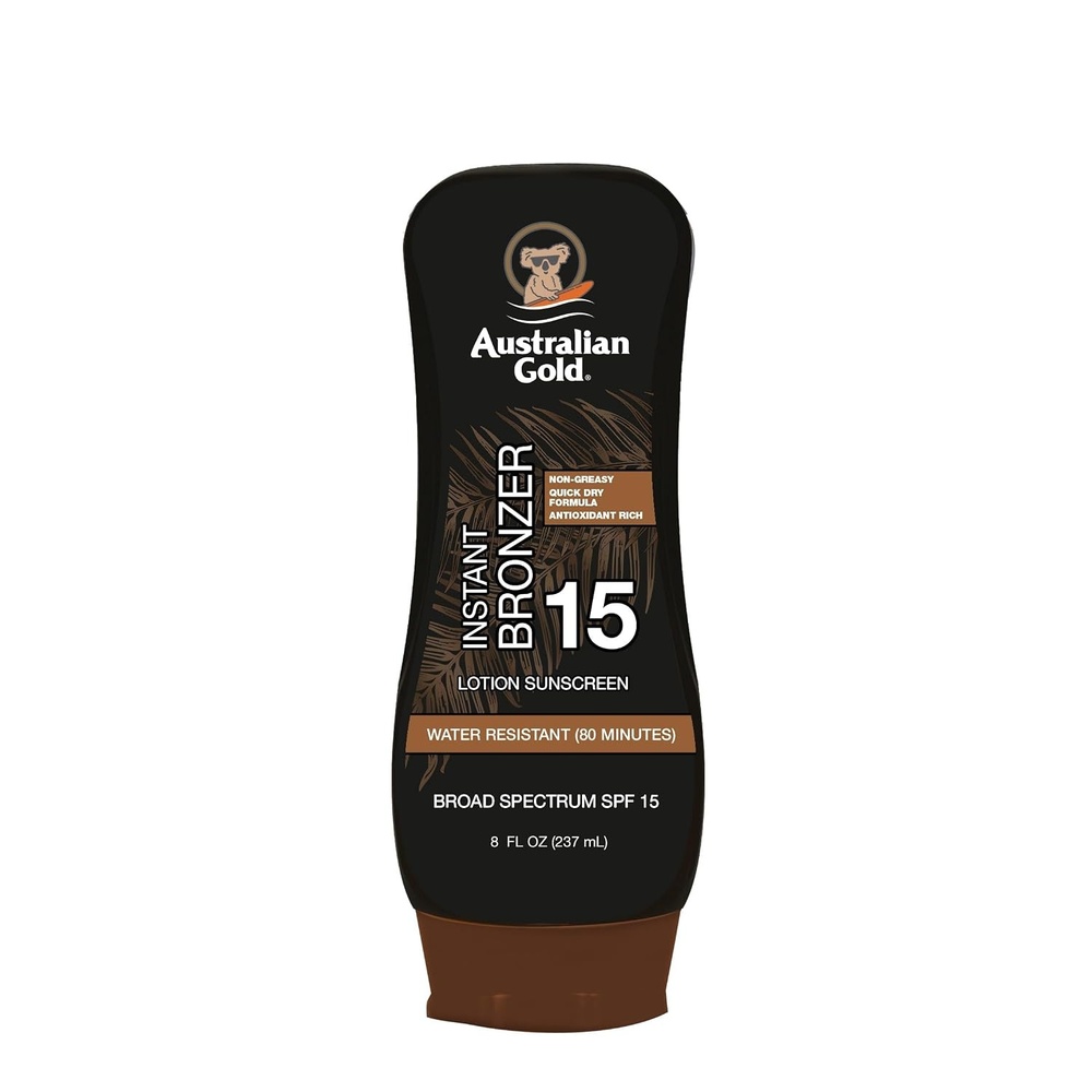 image:imageAustralian Gold Sunscreen Lotion with Instant Bronzer SPF 15 8 Ounce Broad Spectrum Water Resistant NonGreasy SPF 15 8 Fl Oz Pack of 18 Ounce Pack of 1