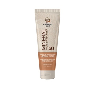 image:imageAustralian Gold SPF 50 Tinted Mineral Face Sunscreen Rich to Deep 25 fl oz Broad Spectrum NonGreasy BB Cream with Blue Light amp Sun Protection 4 Zinc Oxide amp Titanium Dioxide HypoallergenicMedium to Tan